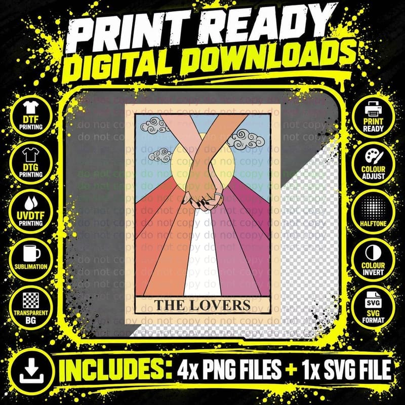 The Lovers Lesbian Tarot Card T-Shirt Png SVG Digital Bundle