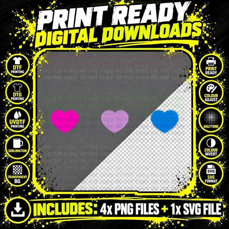 Tiny Hearts Bisexual Flag Subtle Bi Pride Month LGBT Png SVG Digital Bundle