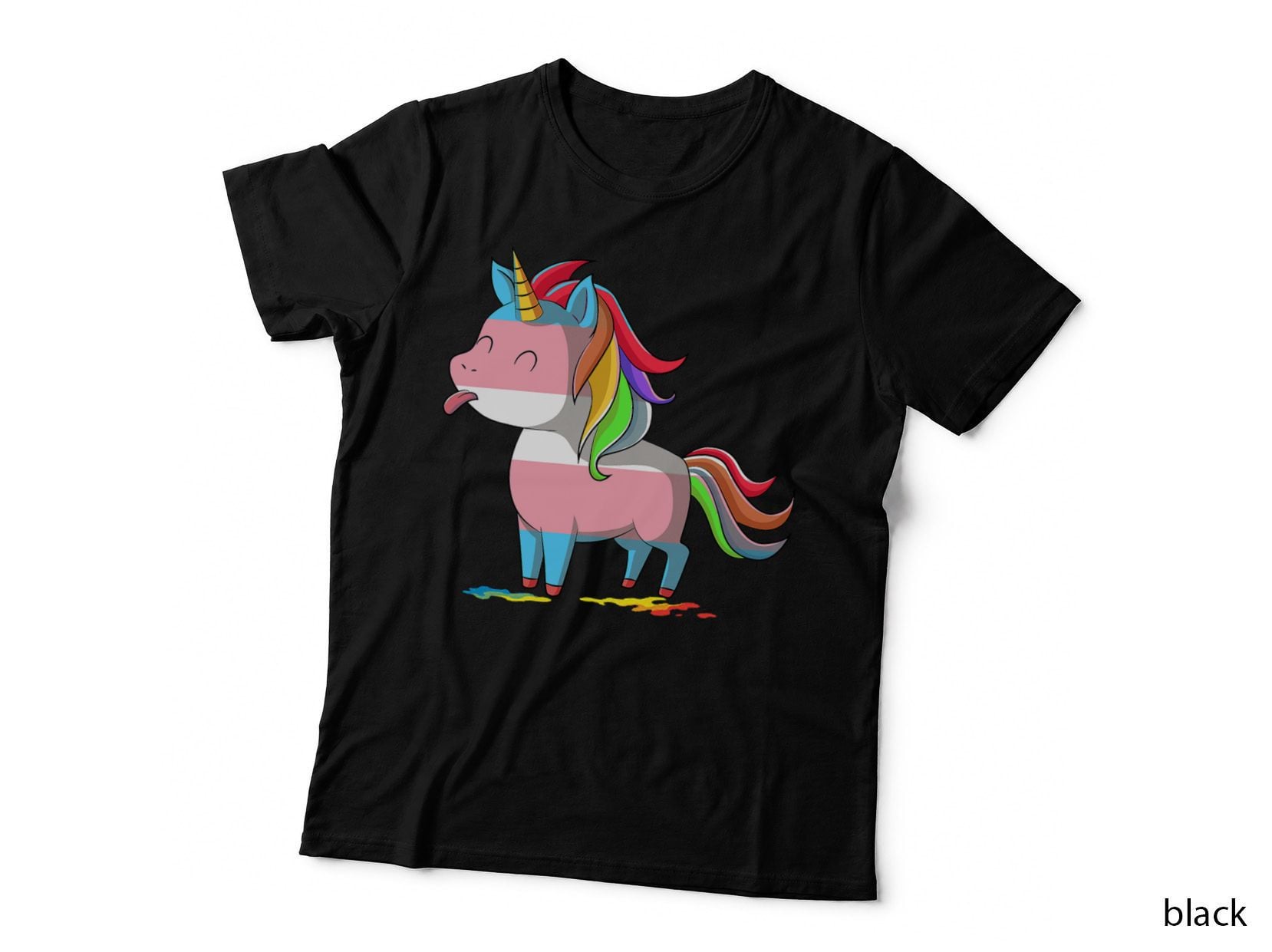 Trans Pride Unicorn Rainbow Mane Tee, Lgbtq Cute Cartoon, Pride Flag