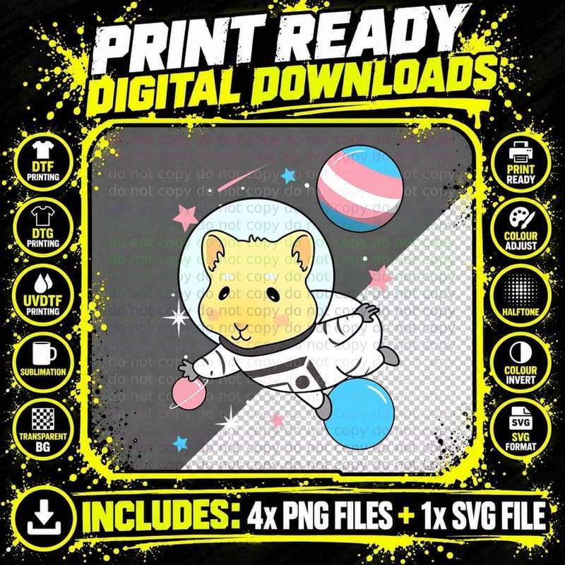 Transgender Guinea Pig in Space Trans Pride T-Shirt Png SVG Digital Bundle