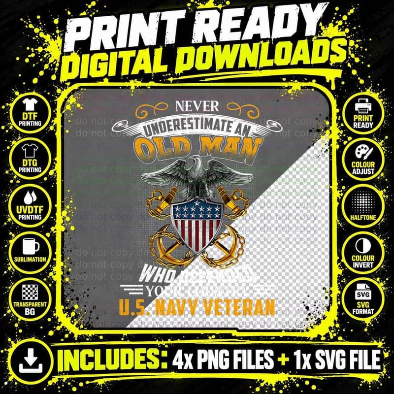 US Navy Veteran T-Shirt, Patriotic Design, Military Pride Png SVG Digital Bundle