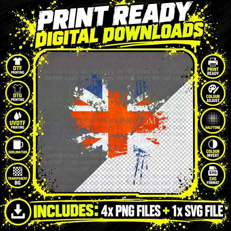 United Kingdom Flag T-Shirt, Patriotic Design Png SVG Digital Bundle