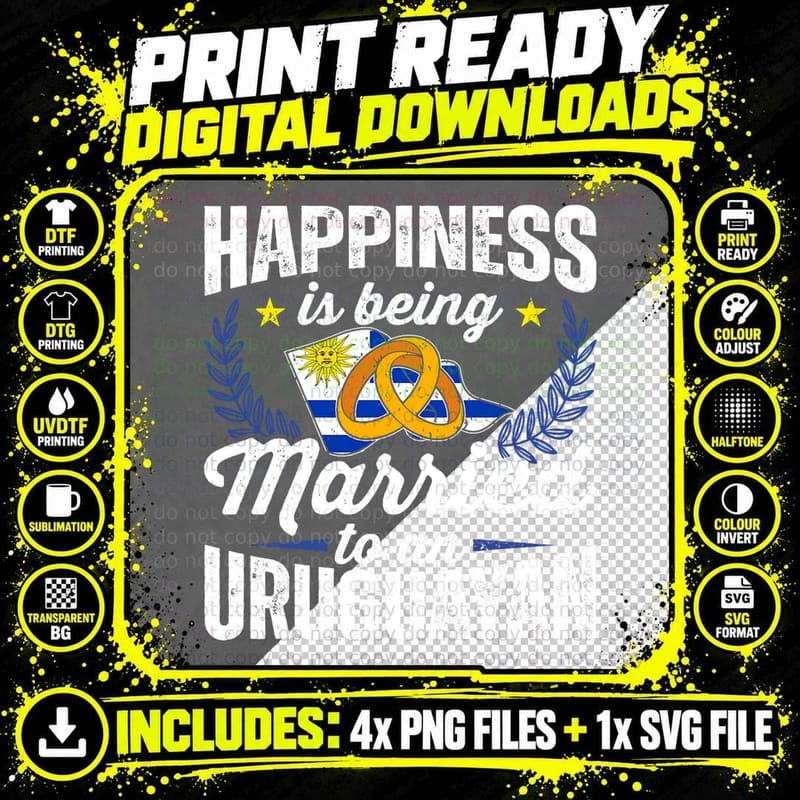 Uruguayan Marriage Urugya Pride Married Flag Wedded Png SVG Digital Bundle