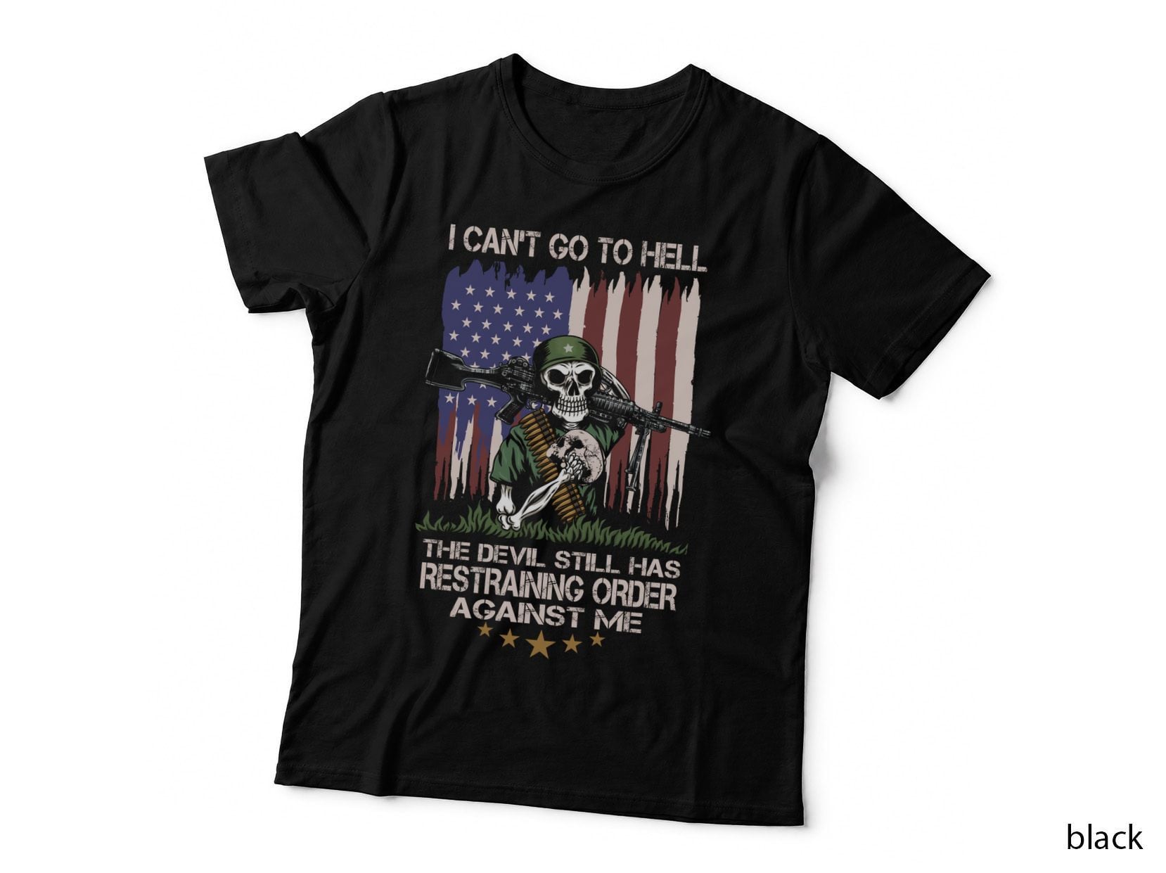 Veteran Classic T-Shirt, Patriotic Skull Design, Military Pride