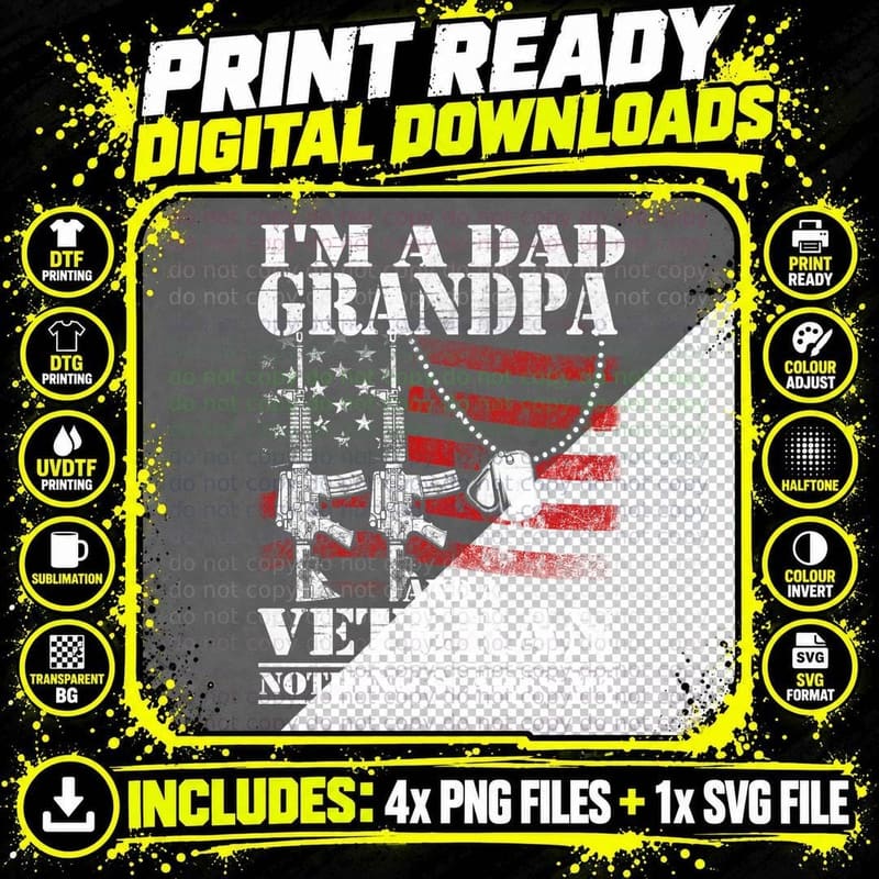 Veteran Grandpa Nothing Scares Me T-Shirt Png SVG Digital Bundle