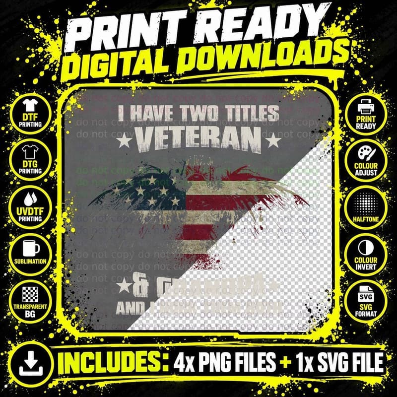 Veteran Grandpa T-Shirt, Patriotic Apparel Png SVG Digital Bundle