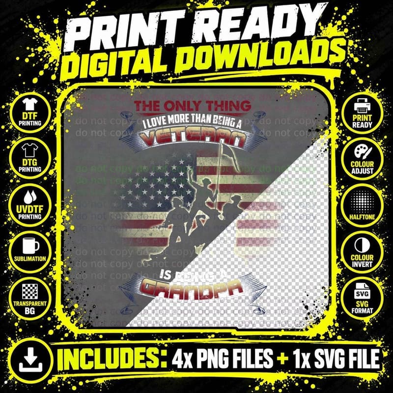 Veteran Grandpa T-Shirt, Patriotic, Grandpa Pride Png SVG Digital Bundle