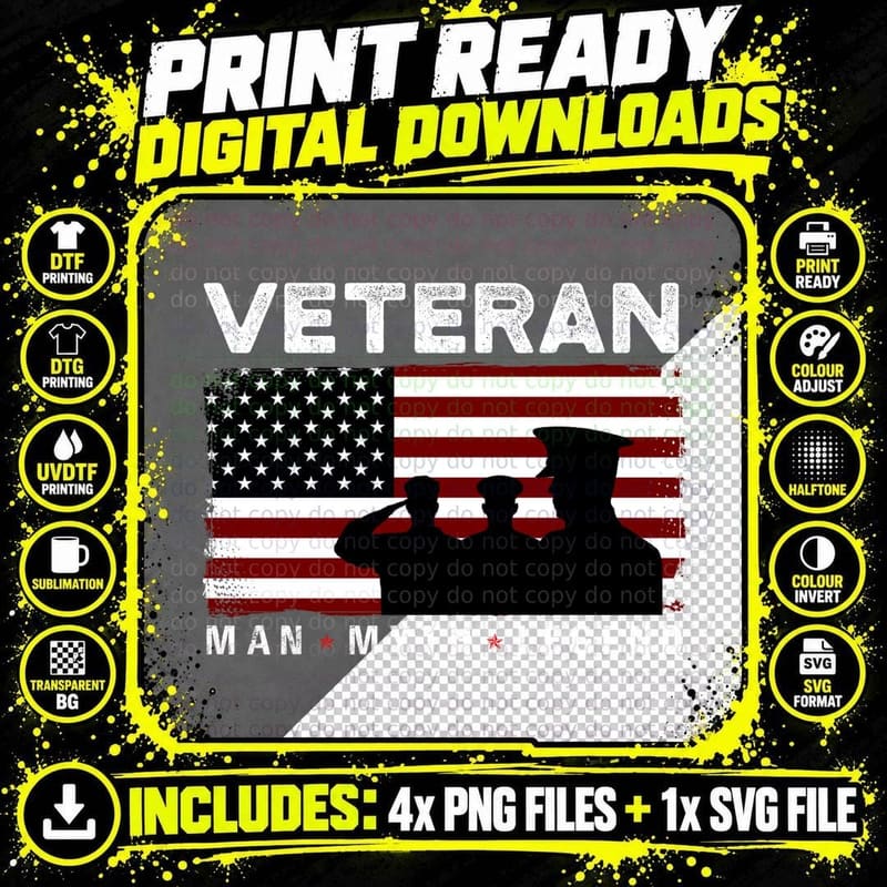 Veteran Man Myth Legend T-Shirt, Patriotic Png SVG Digital Bundle