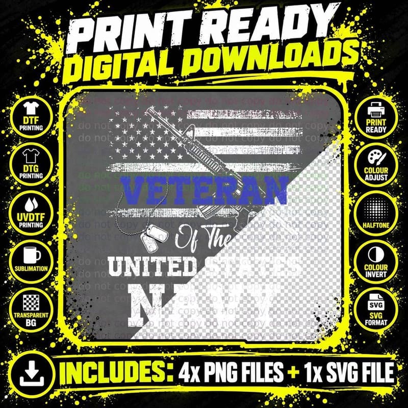 Veteran of the US Navy T-Shirt, Patriotic Style Png SVG Digital Bundle