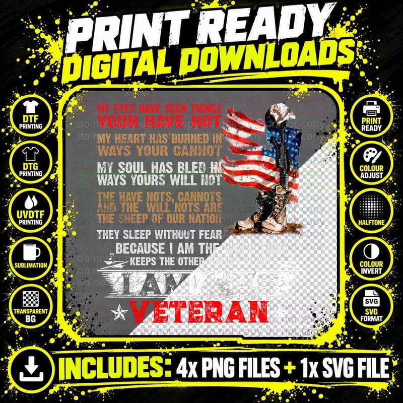 Veteran's Pride T-Shirt, Patriotic Apparel Png SVG Digital Bundle