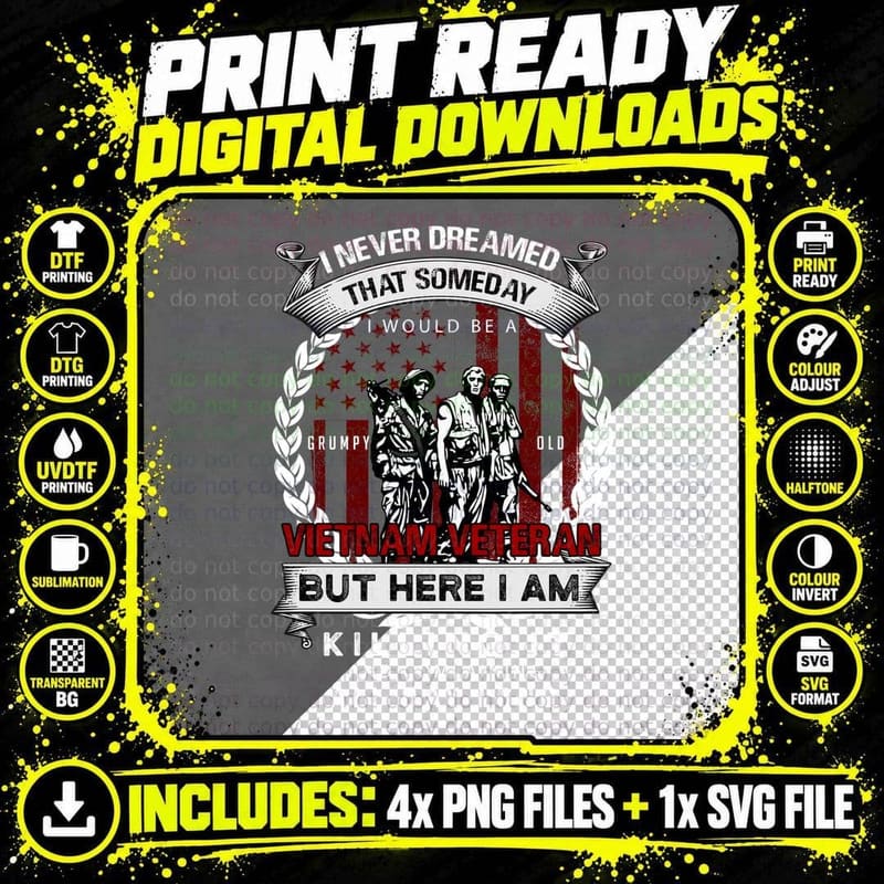 Vietnam Veteran T-Shirt, Patriotic Design, Military Pride Png SVG Digital Bundle