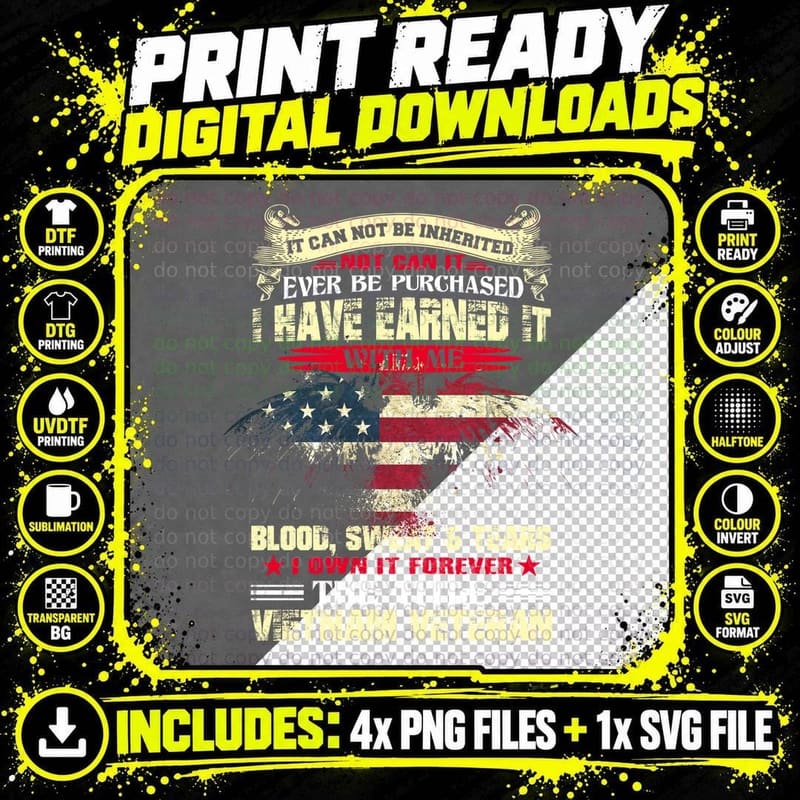 Vietnam Veteran T-Shirt, Patriotic Pride Png SVG Digital Bundle