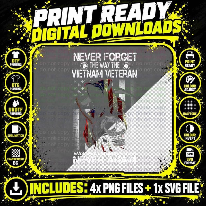 Vietnam Veteran T-Shirt, Patriotic Skull Design Png SVG Digital Bundle