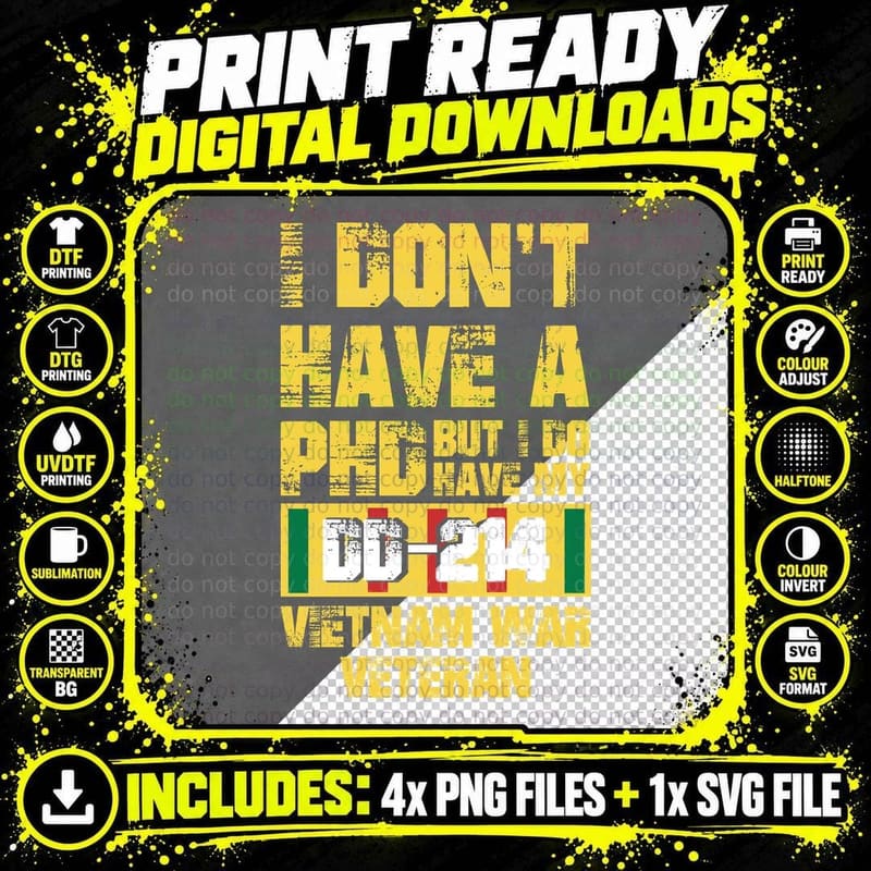 Vietnam War Veteran T-Shirt, Patriotic, Military Pride Png SVG Digital Bundle