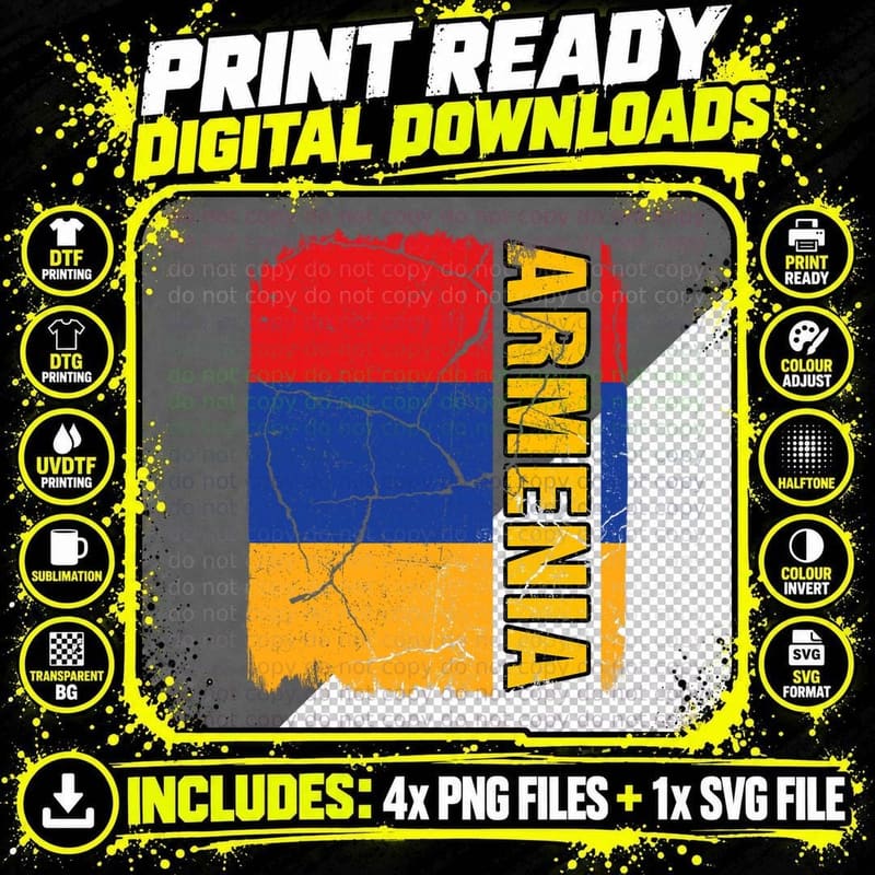 Vintage Armenian Flag Armenia Pride Roots Heritage Gift Png SVG Digital Bundle
