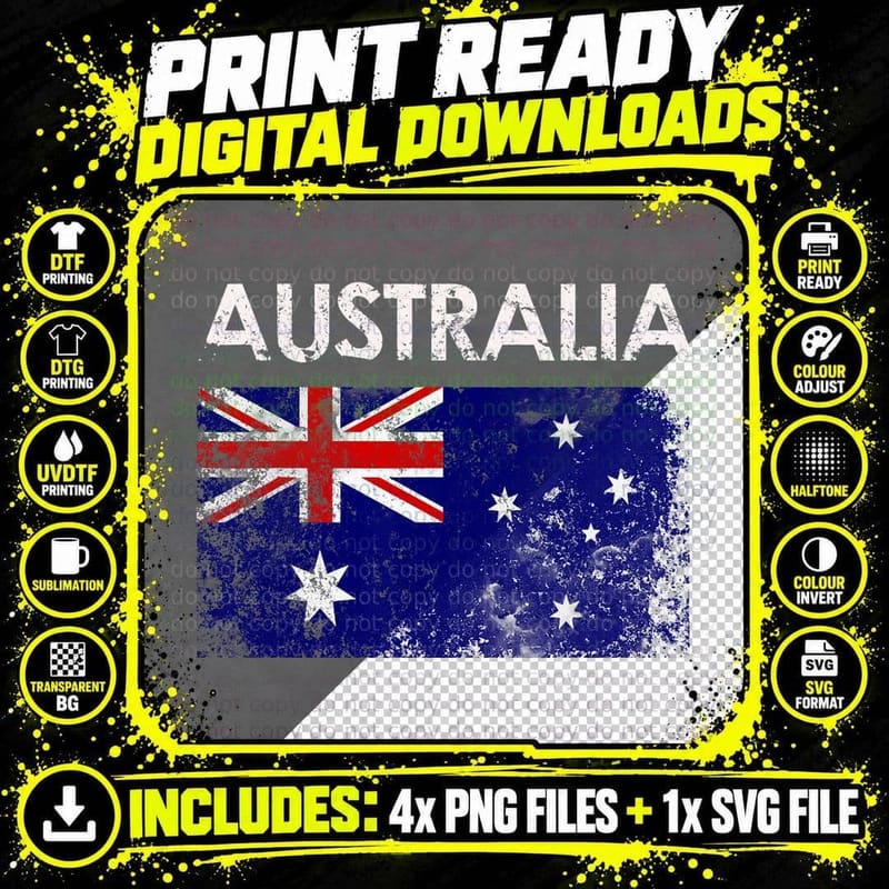 Vintage Australia Australian Flag Pride Gift T-Shirt Png SVG Digital Bundle