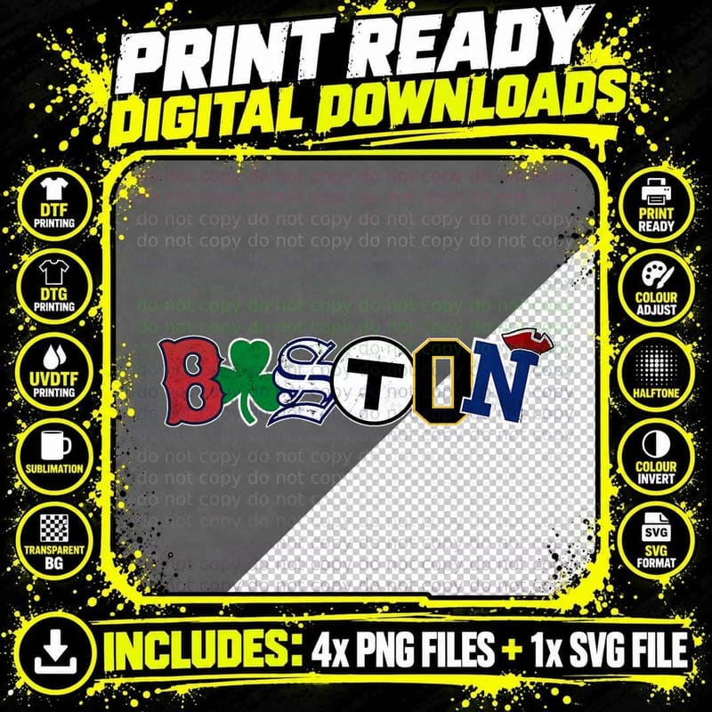 Vintage Boston Sports Fan City Pride, Retro Style T-Shirt Png SVG Digital Bundle