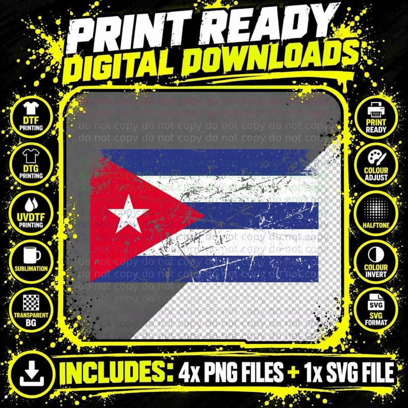 Vintage Proud Cuban American Patriotic and Pride Cuba Png SVG Digital Bundle