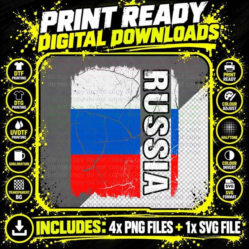 Vintage Russian Flag Russia Pride Roots Heritage Gift Png SVG Digital Bundle