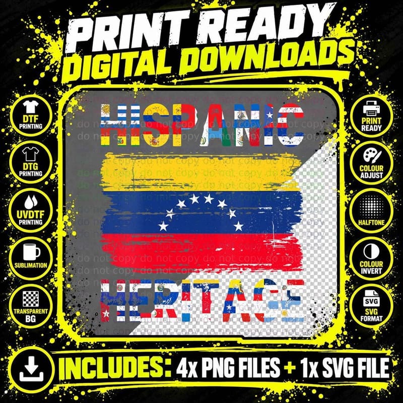 Vintage Venezuela Venezuelan Flag Pride Hispani Png SVG Digital Bundle