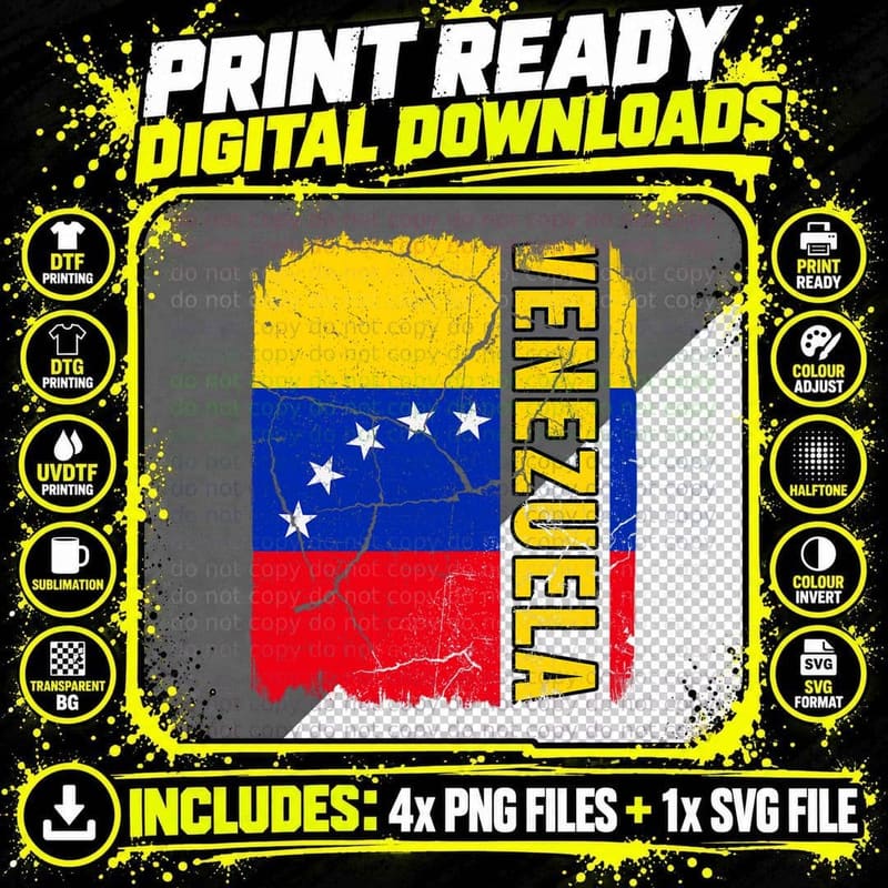 Vintage Venezuelan Flag Venezuela Pride Roots Heritage Png SVG Digital Bundle