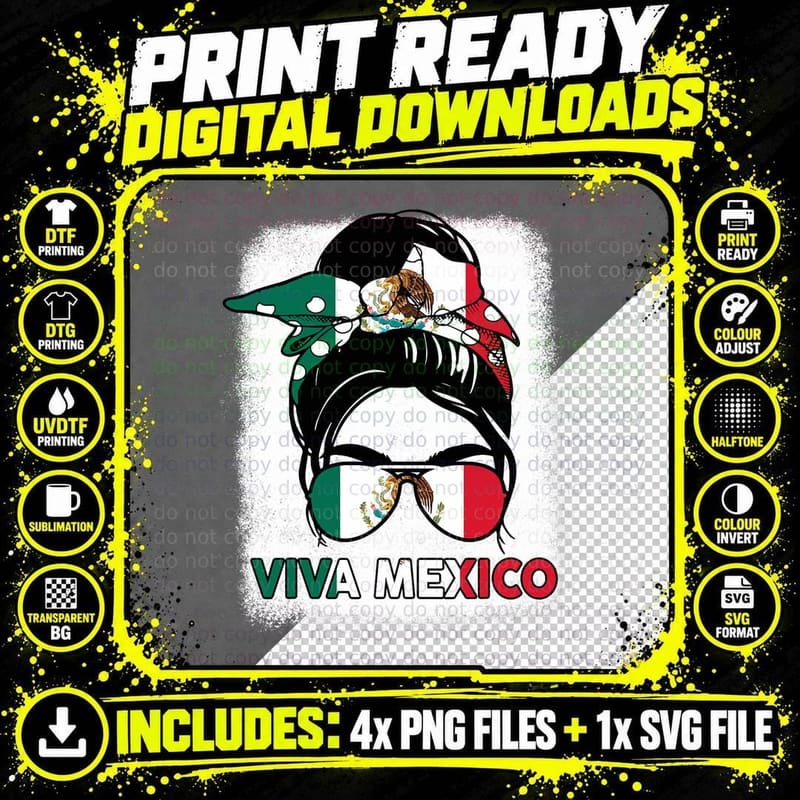 Viva Mexico Shirt Mexican Flag Kids Girl Women Pride Png SVG Digital Bundle