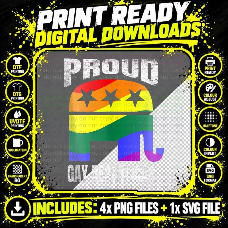 Vote Republican Gay Pride Flag Elephant Vintage T Shirt Png SVG Digital Bundle