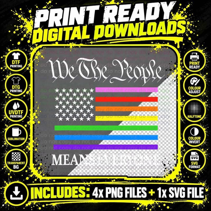 We The's People Means Everyone LGBT Vintage Fist Png SVG Digital Bundle