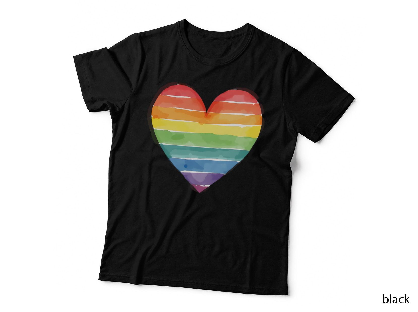 Whimsical Rainbow Heart Watercolor Stripes Soft Ethereal Light Pride T-Shirt