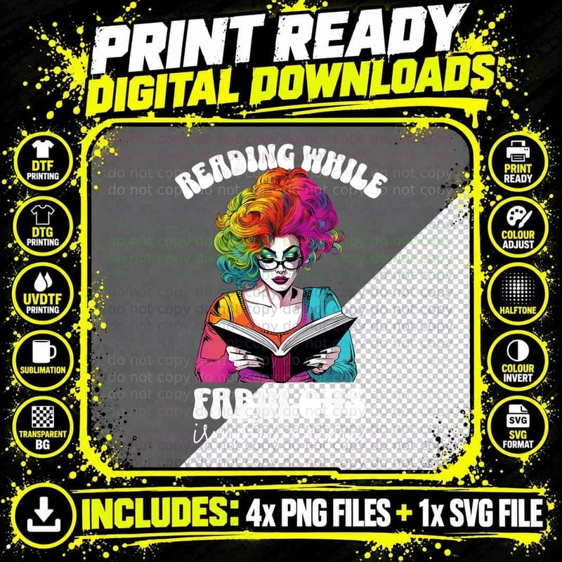 Drag Is Not a Crime Drag Queen Story Hour Time Book Png SVG Digital Bundle