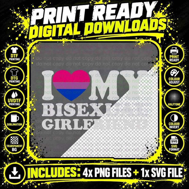 I Love Heart My Bisexual Girlfriend Mr & Mrs His & Her Png SVG Digital Bundle