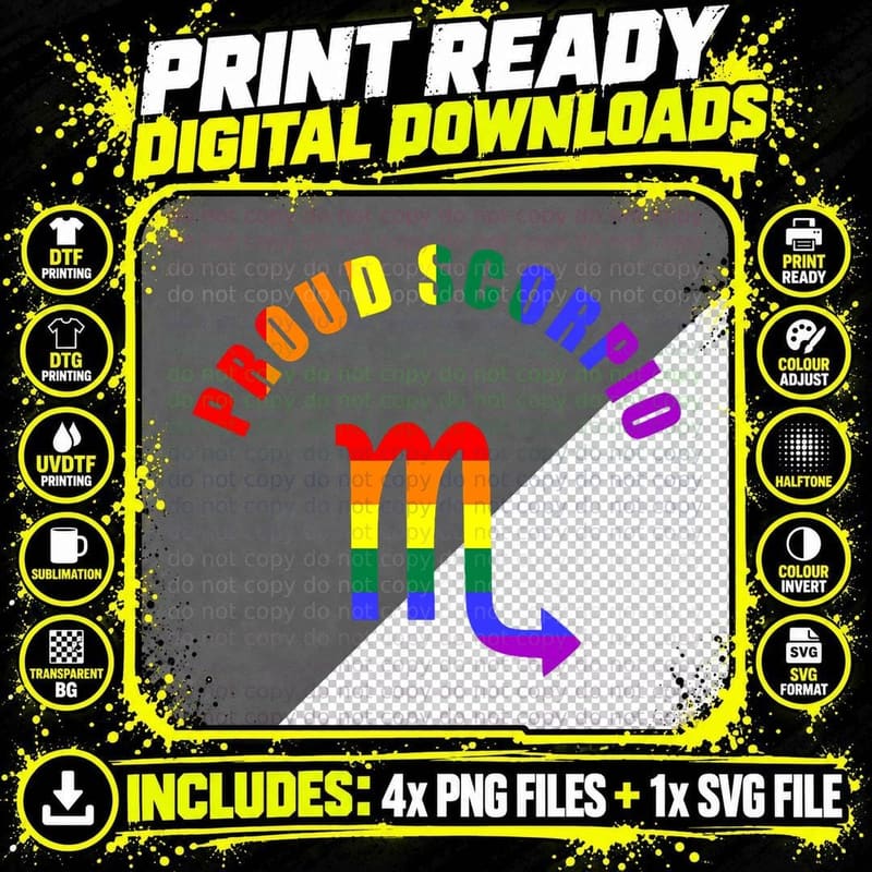 Proud Scorpio Astrology LGBTQ Zodiac Sign Horoscope Png SVG Digital Bundle