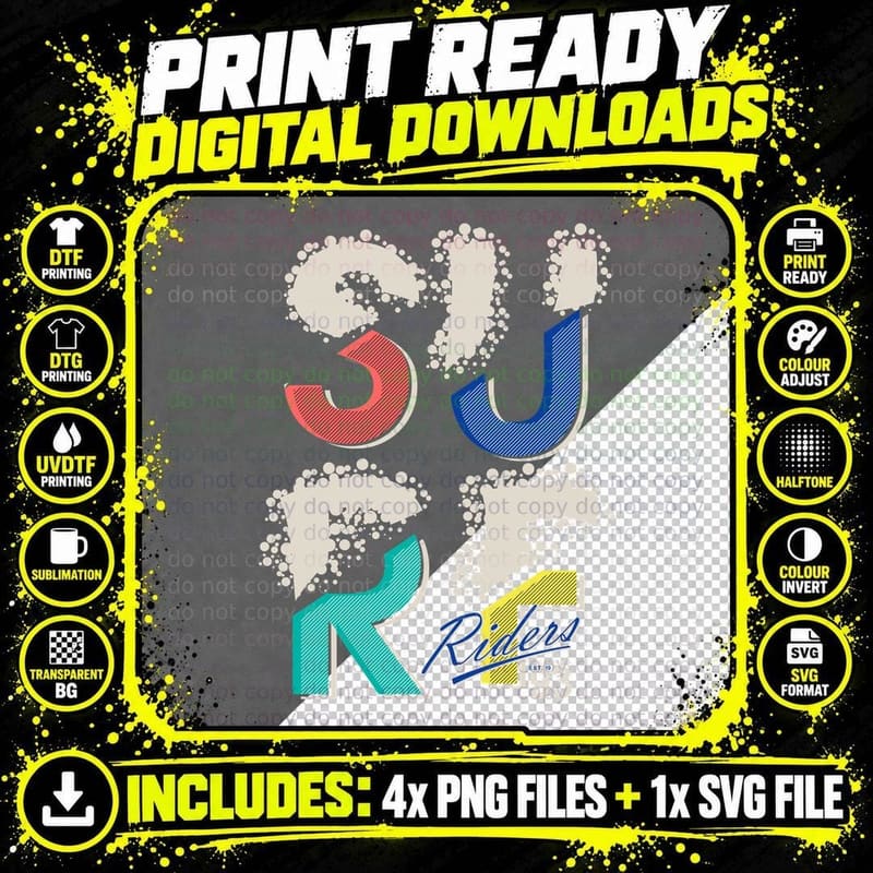 392 Riders 93 Retro 90s Bubble Letters Graffiti White Png SVG Digital Bundle