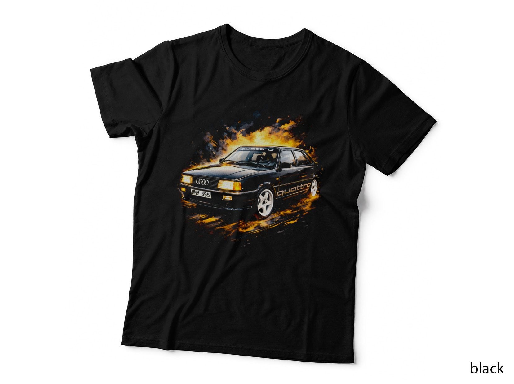 80 Quattro Sedan T-Shirt, Halftone Rally Car Graphic Tee, Retro Euro Car Shirt