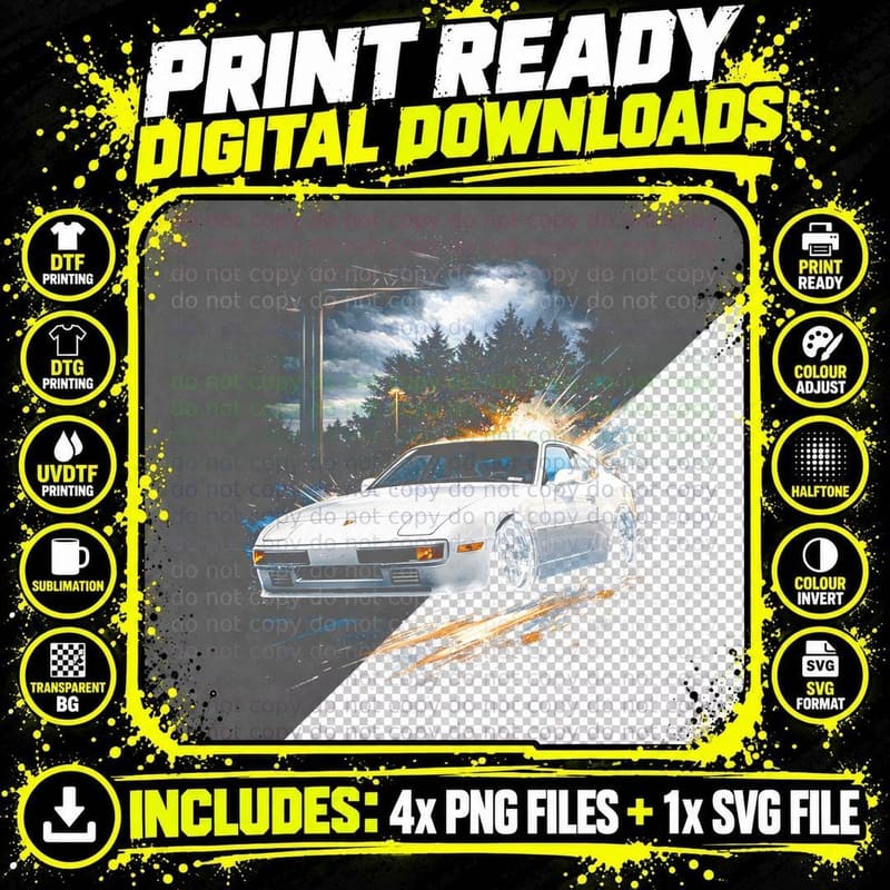 944 Sports Coupe T-Shirt, Halftone Sports Car Graphic Tee Png SVG Digital Bundle