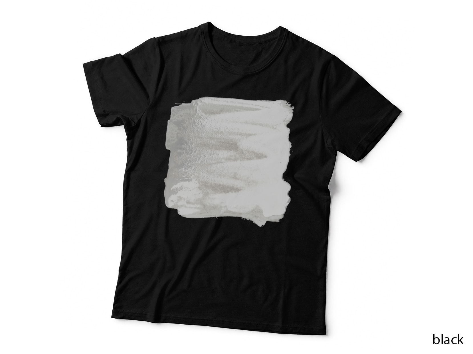 Abstract Dark Form Black Distressed Rectangular T-Shirt