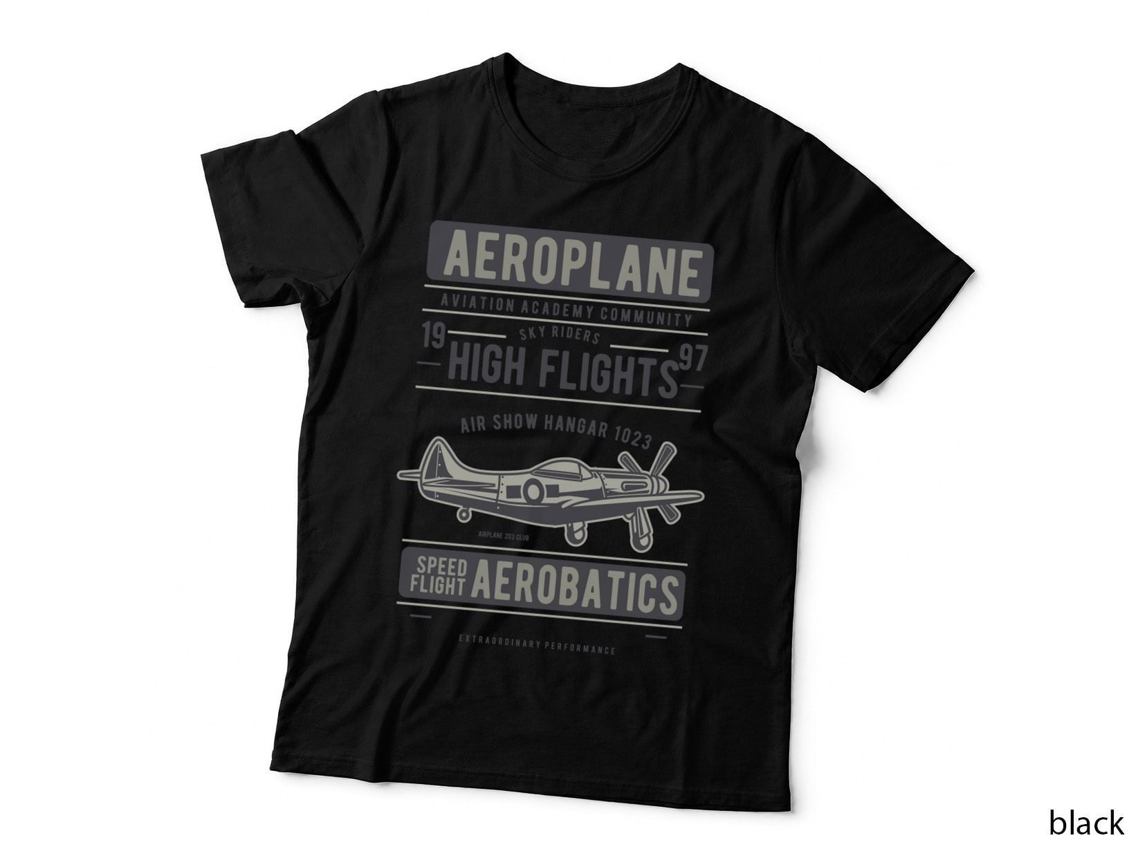 Aeroplane Aviation Academy Community High Flights Sky Vintage Airplane T-Shirt