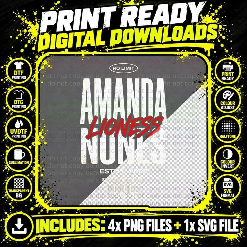 Amanda Lioness Nunes No Limit Estd 2008 Strength from Png SVG Digital Bundle