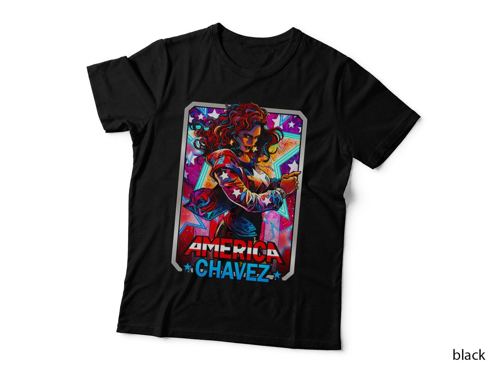 America Chavez Retro Colorful Stars Character T-Shirt