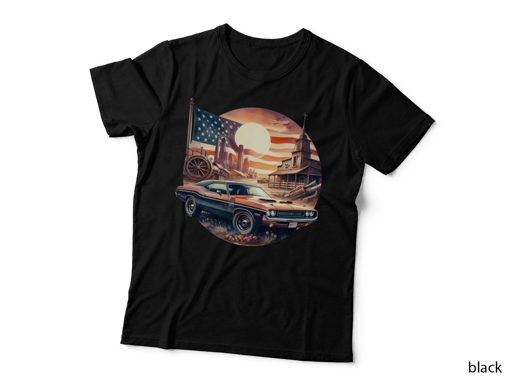 American Patriotic Desert Flag Western Retro T-Shirt