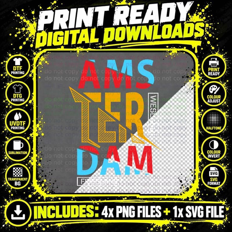 Amsterdam Ams Ter Dam Friesland Westerland Netherlands Png SVG Digital Bundle