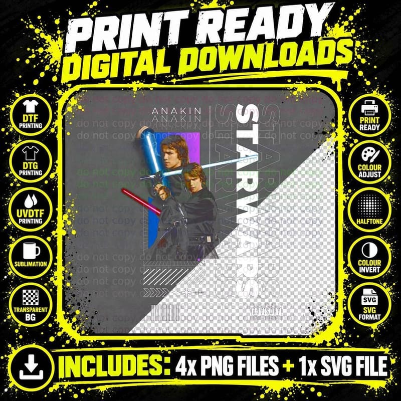 Anakin Character Composition Classic Hero T-Shirt Png SVG Digital Bundle