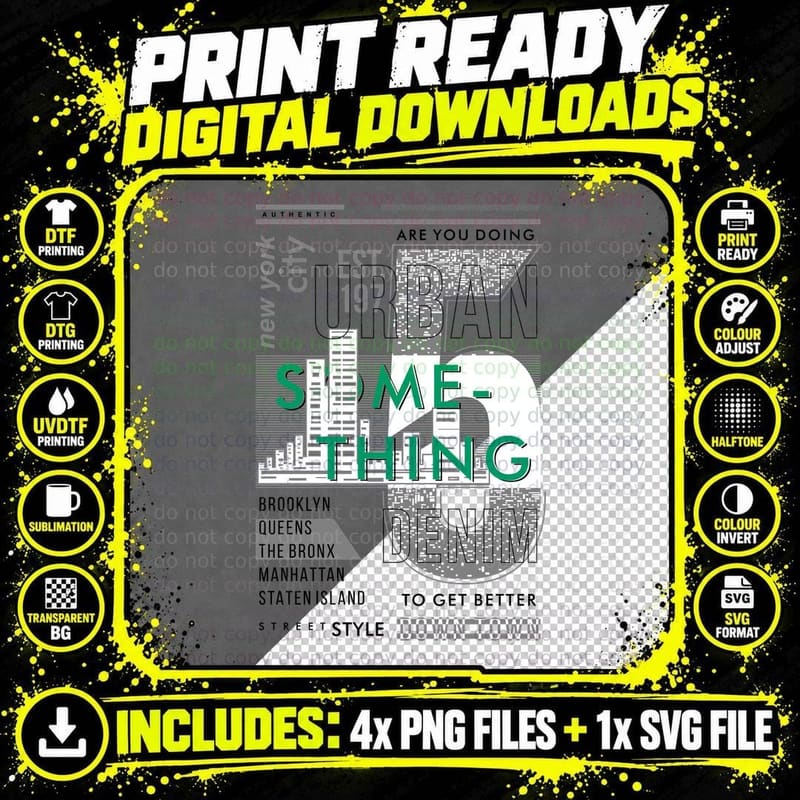 Are You Doing Urban Something Brooklyn Distressed Glitch Png SVG Digital Bundle