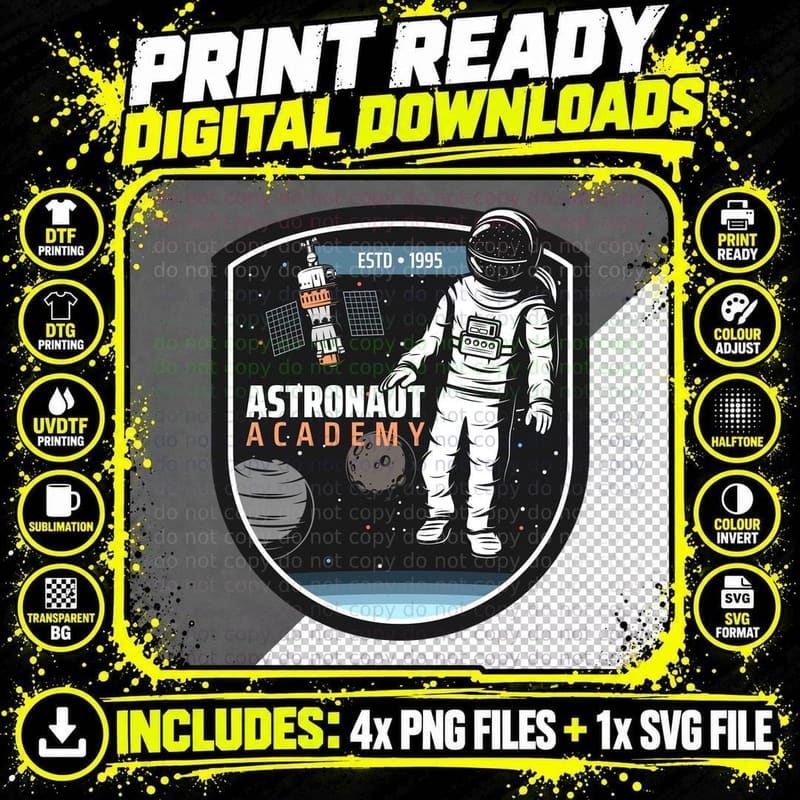 Astronaut Academy Est 1995 Space Explorer Cosmic Vintage Png SVG Digital Bundle