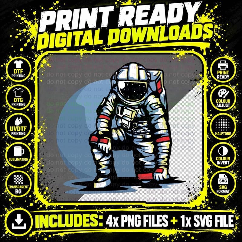 Astronaut Space Moon Suit Vintage Cosmic T-Shirt Png SVG Digital Bundle