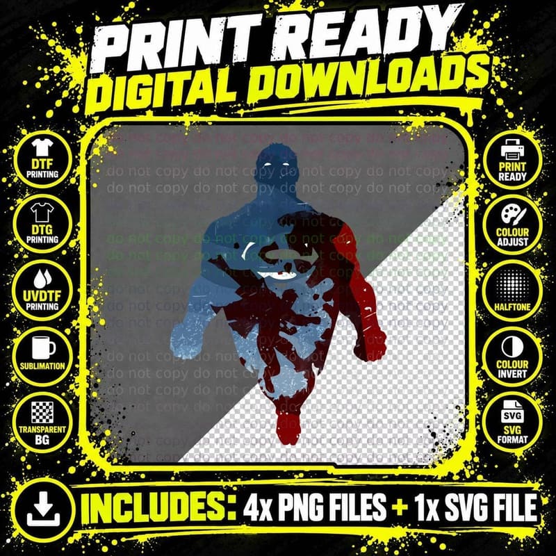 Batman Superman Split Silhouette Distressed Texture Blue Png SVG Digital Bundle