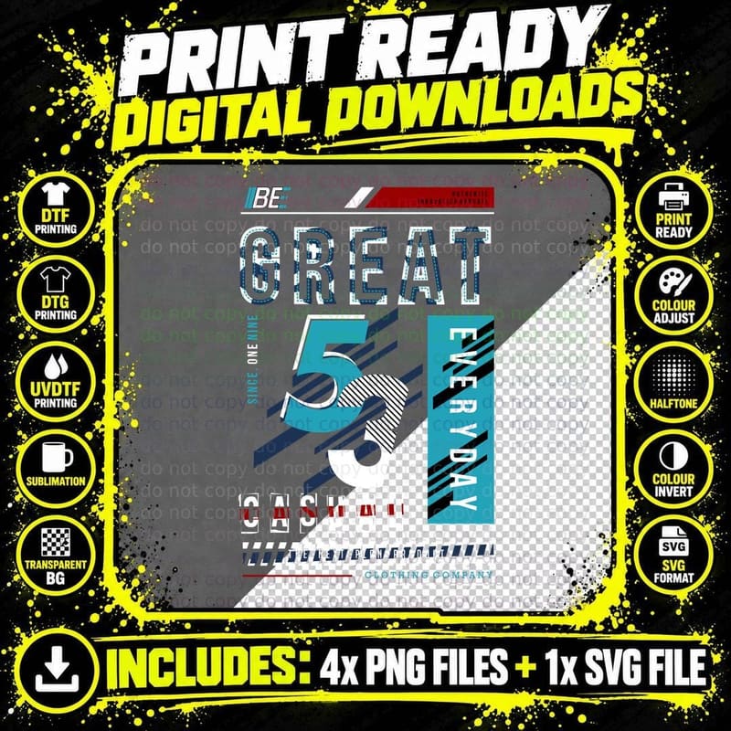 Be Great Every Day Casual Retro Sports Striped Blue Png SVG Digital Bundle
