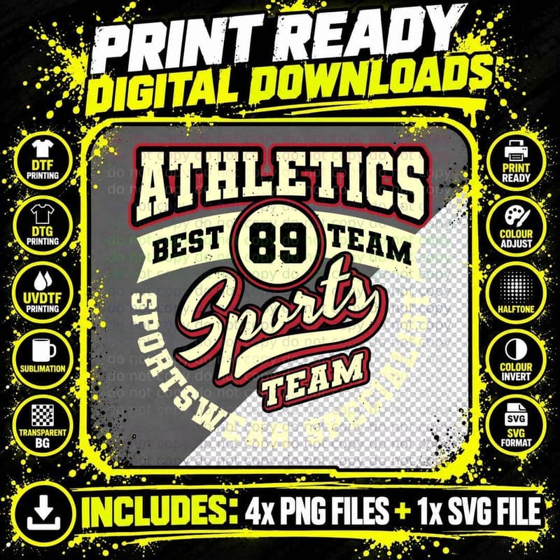 Best Team Sports Athletics 89 Sportswear Specialist Png SVG Digital Bundle
