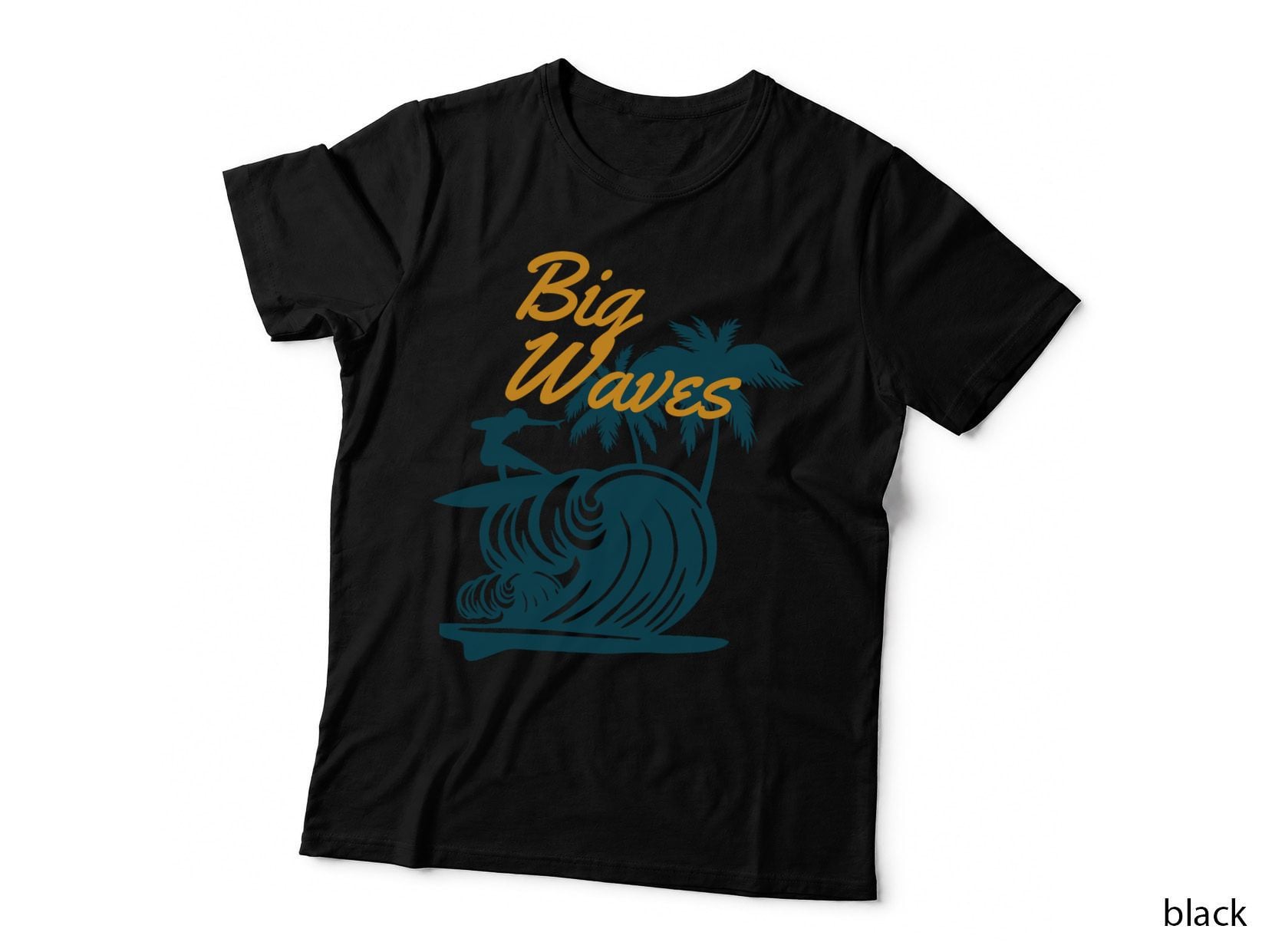 Big Waves Ocean Teal Palms Y2k Retro Design T-Shirt