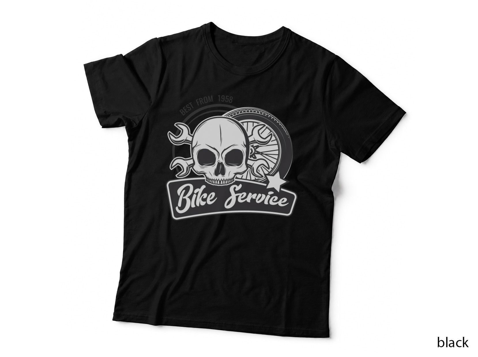 Bike Service Best from 1958 Skull Vintage Repair T-Shirt